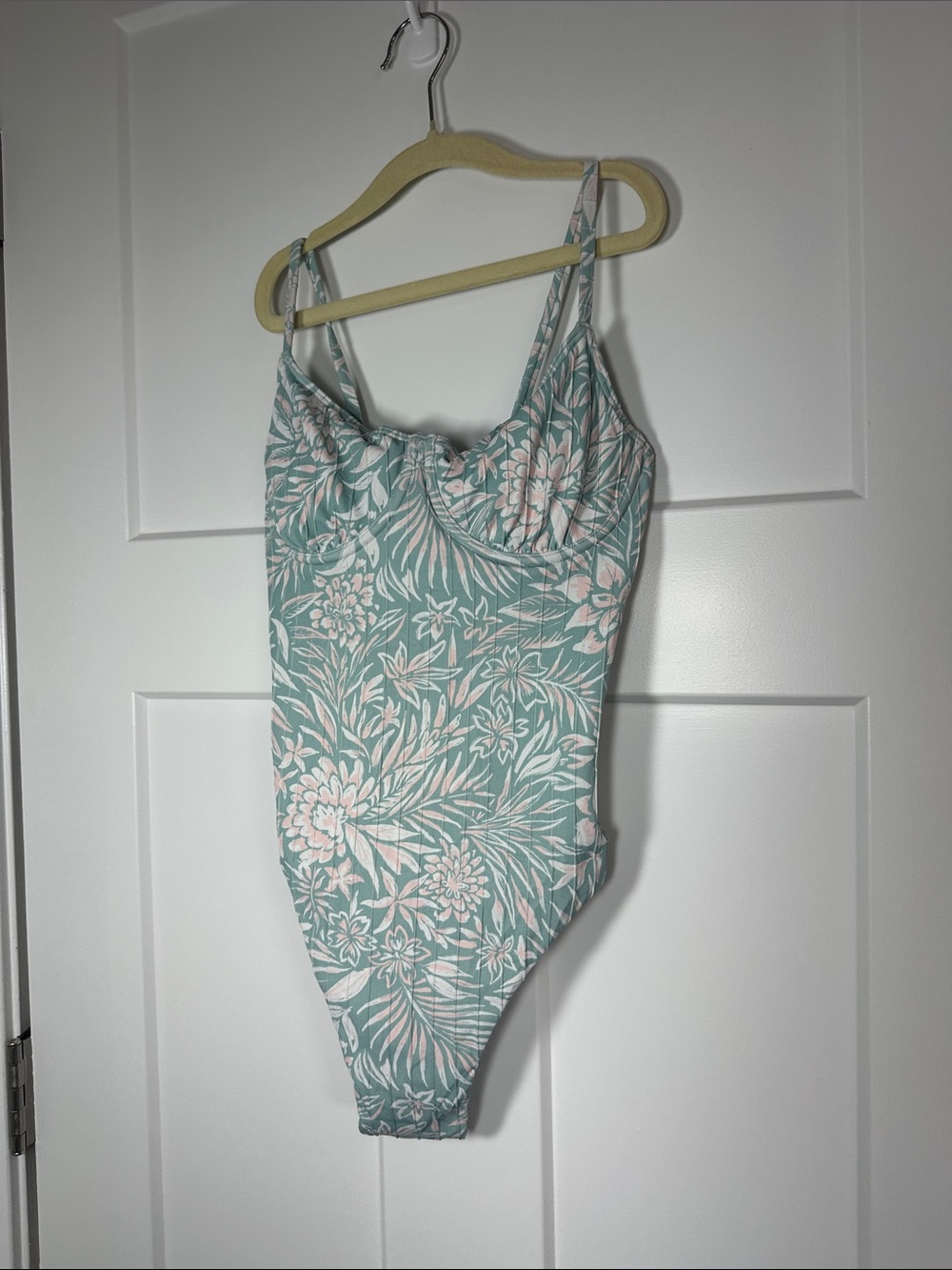 Roxy Women's Floral One-Piece Swimsuit in Seafoam Green-Blue and Blush